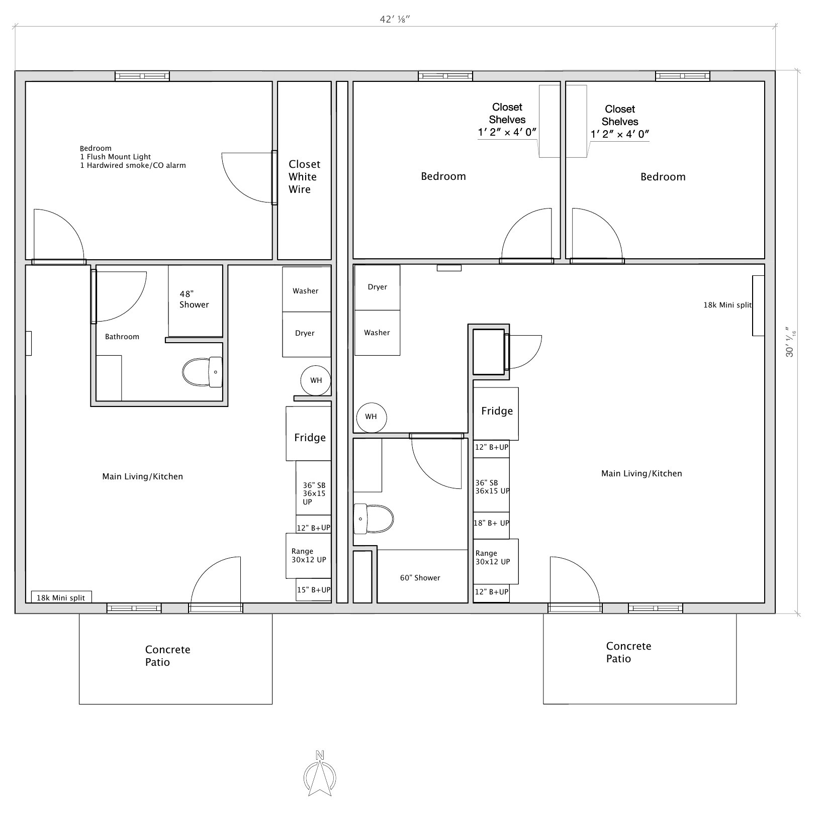 Duplex 2BR / 1BR Floor Plan